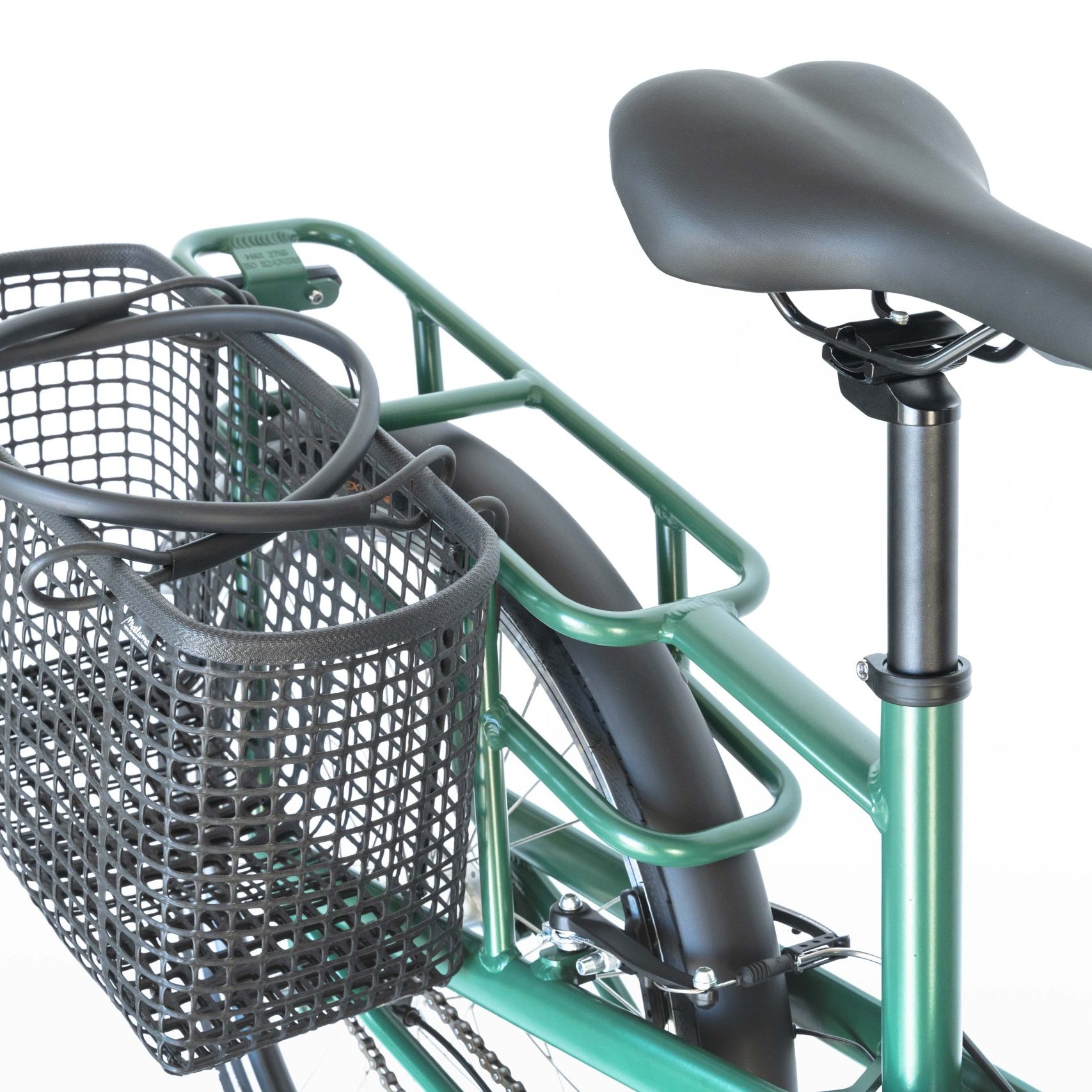 Panier vélo latérale maille ostréicole sur vélo vert de côté