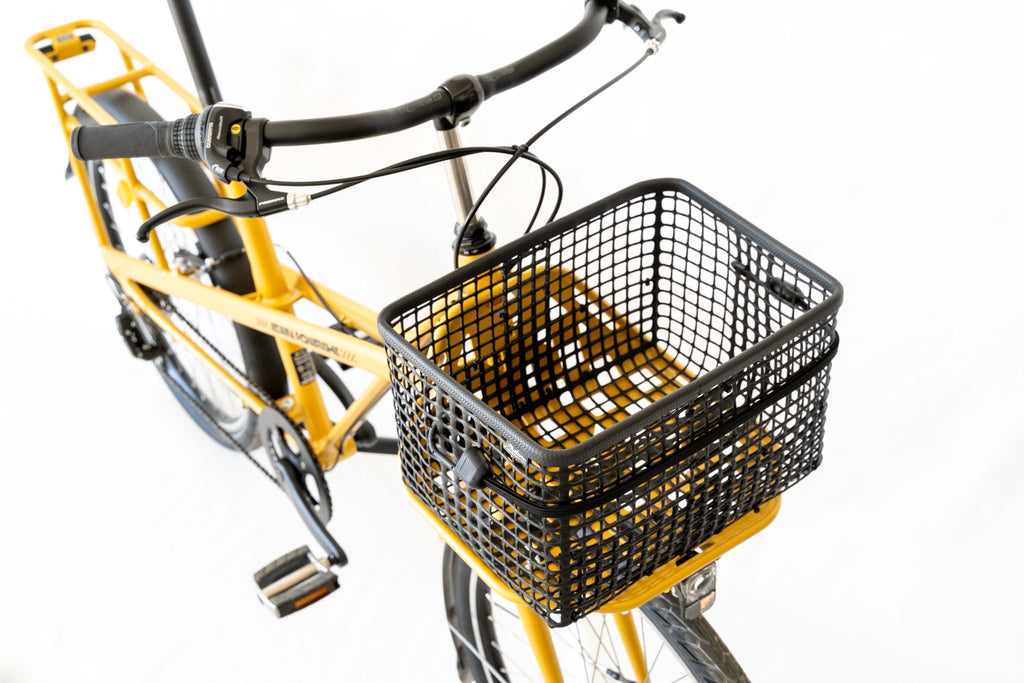 Panier avant sur vélo Jaune vue de haut